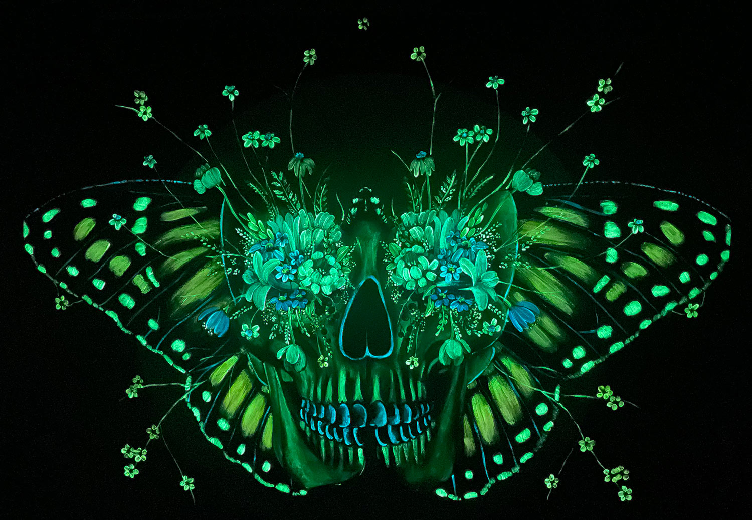 Becky Smith Art - Butterfly Flower Skull